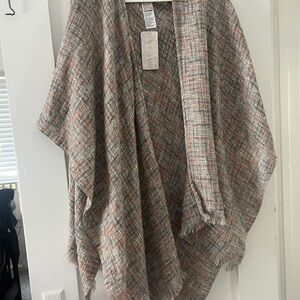 NOSZ/Chicos NWT Multicolor Plaid Shawl Wrap
